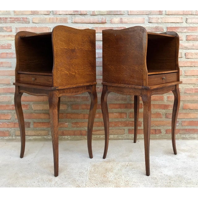1960s French Louis XV Style Nightstands in Walnut with Drawer and Open Self, A Pair For Sale - Image 11 of 18