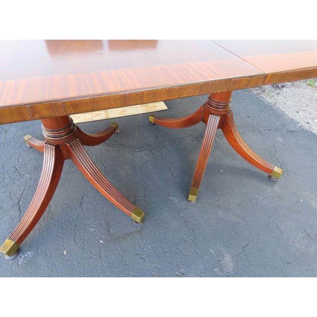 Brown Mahogany Inlay Dining Table With 2 Leaves 6564 For Sale - Image 8 of 18