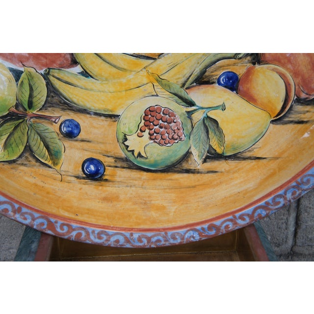 Vintage Mayolica Santa Rosa Mexican Fruit Flowers Still Life Stoneware Charger Plate For Sale - Image 6 of 10