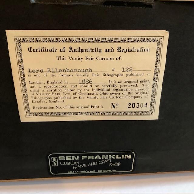 Brown Late 19th Century Vanity Fair Statesman Series Lord Ellenborough Caricature, Framed, #122 For Sale - Image 8 of 8