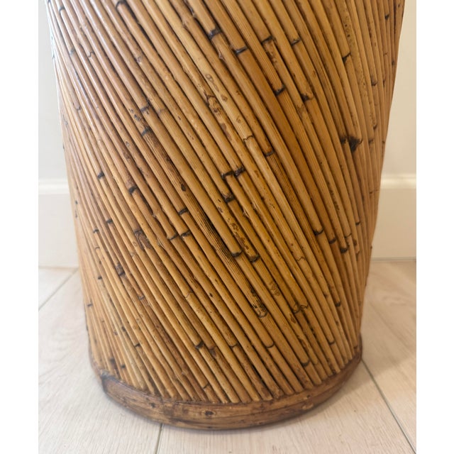 French Crespi Style Split Reed Tall Pedestal For Sale - Image 3 of 8