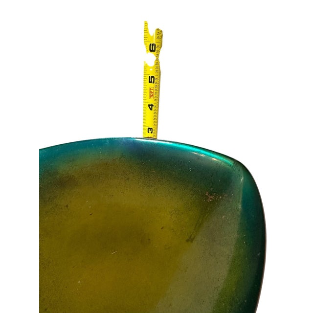 Acid Yellow to Turquoise Blue Enamel Ombré Bowl For Sale - Image 9 of 10