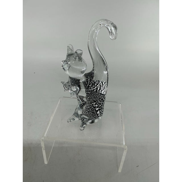 Transparent Vintage Murano Glass Cat Figurine For Sale - Image 8 of 12