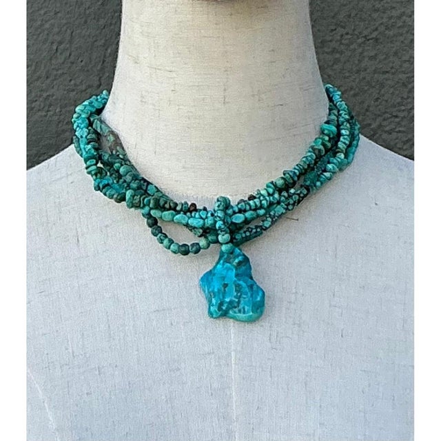 Vintage Turquoise Beaded Multi-Strand Necklace For Sale - Image 4 of 12