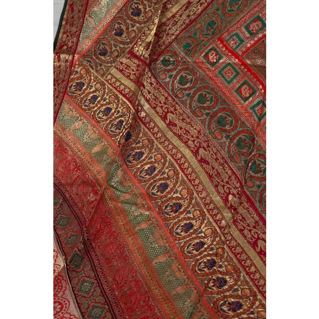 Vintage Red Orange and Purple Indian Sari Fabrics For Sale - Image 9 of 13