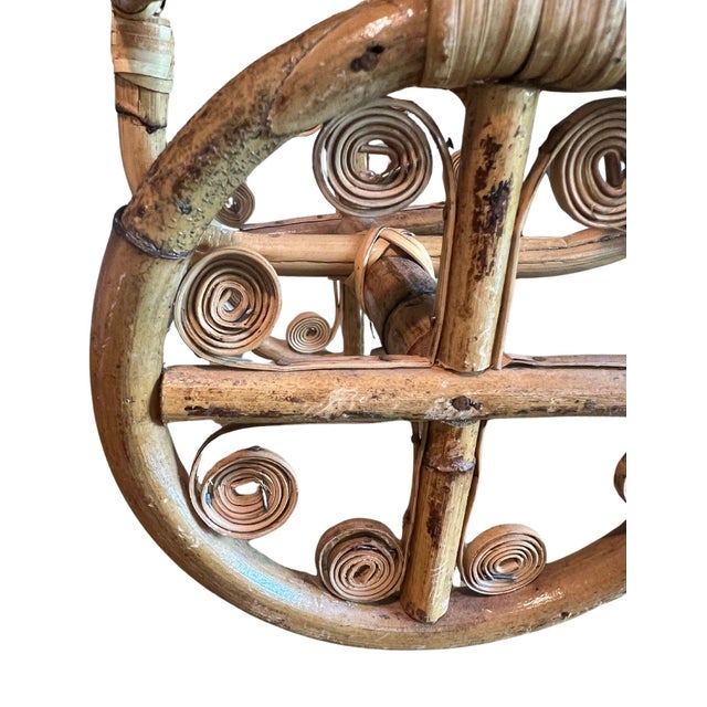 Vintage Bamboo & Rattan Tricycle Planter - Faux Plant Included For Sale - Image 11 of 12