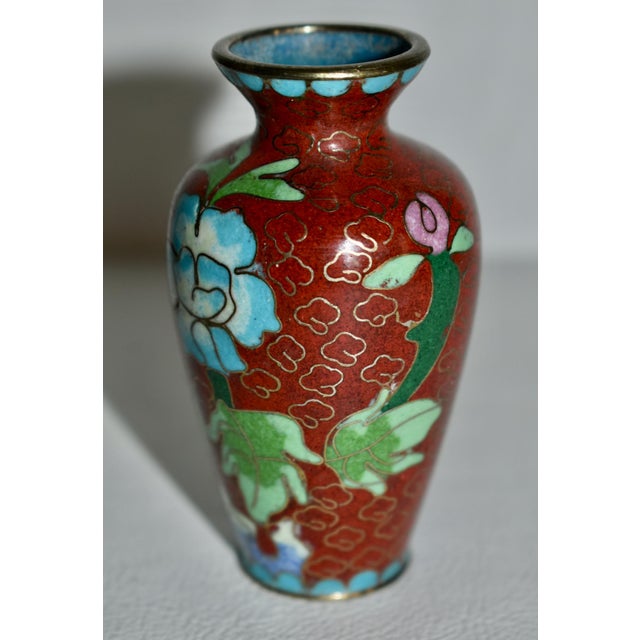 Vintage Mini Chinese Cloisonné Vase W/Floral Details For Sale - Image 9 of 10