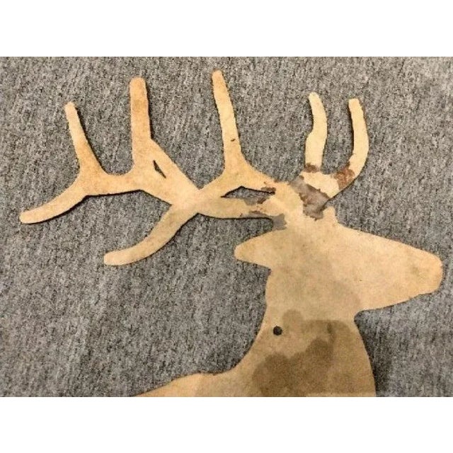 Rustic 19thc Stag Trade Sign in Original Mustard Paint For Sale - Image 3 of 6