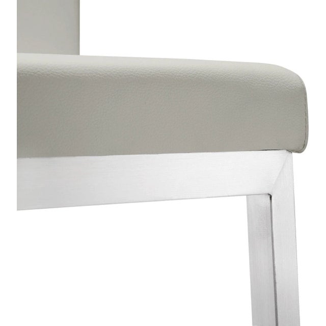 Textile Parma Light Grey Vegan Leather & Steel Counter Stools - Set of 2 For Sale - Image 7 of 11