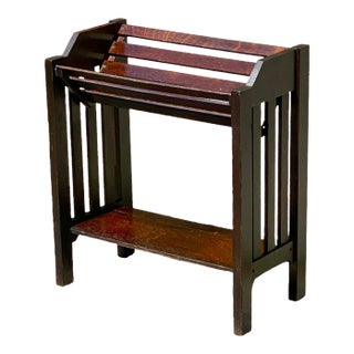 Antique Arts & Crafts Mission Oak Bookcase With Upper Book Cradle For Sale