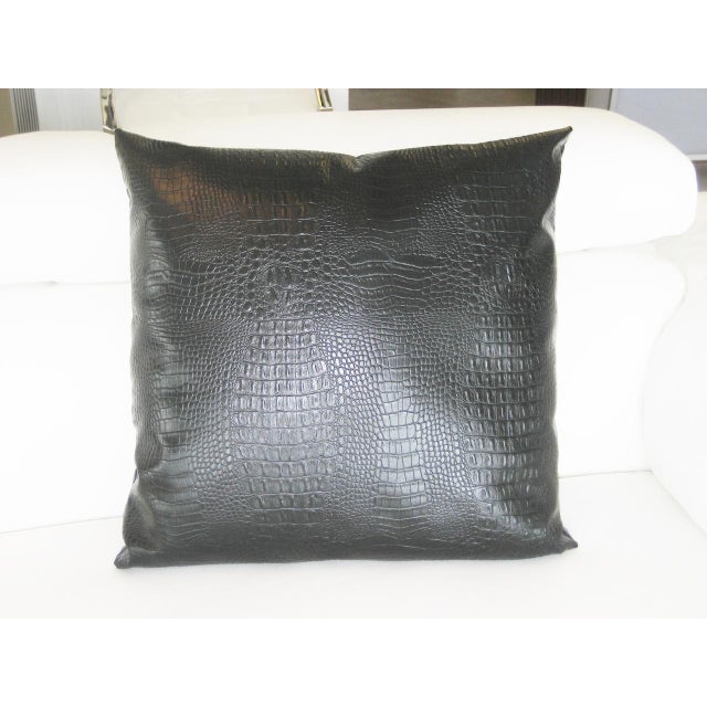 Black Croc Faux Leather Decorative Pillow Chairish