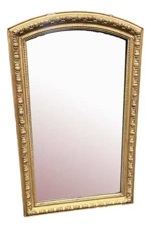 Large Antique French Shaped Top Gilt Mirror