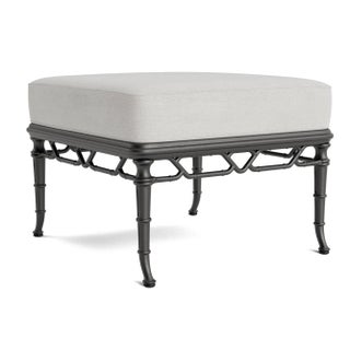 Brown Jordan Calcutta Ottoman, Textured Pewter frame with Fusion Dove fabric For Sale