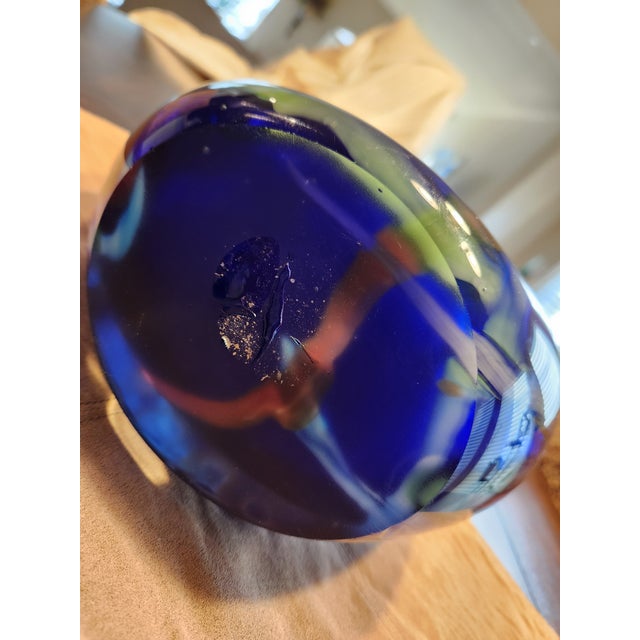 Mid 20th Century Stunning 25" Murano Cobalt Blue Millefiori Vase Hand-Blown Statement Piece For Sale - Image 9 of 12