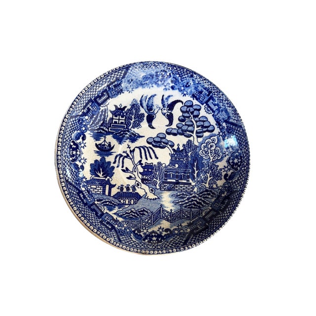 Ceramic Vintage Blue and White Porcelain Decorative Set of 5 Plates Made in Japan For Sale - Image 7 of 11