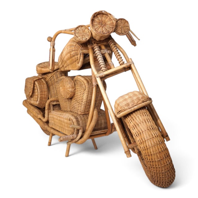 After Tom Dixon, Harley-Davidson Motorcycle, 1990s, Rattan For Sale - Image 12 of 18
