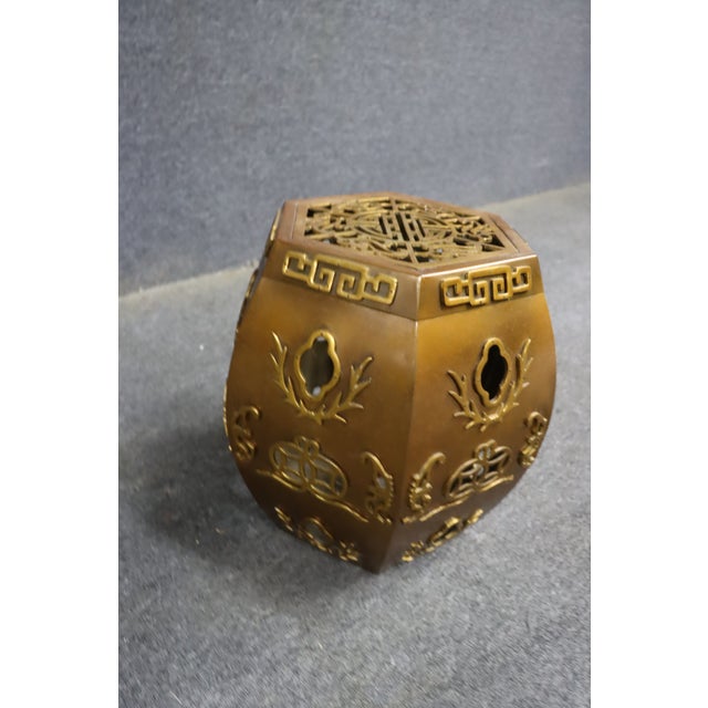 Brass Chinoiserie Hexagonal Garden Stool For Sale - Image 4 of 6
