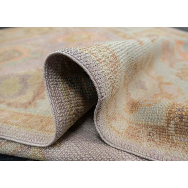 Textile Turkish Oushak Rug Lavender Coral Soft Brown Handwoven Wool Rug 4'2" X 6'1" For Sale - Image 7 of 8