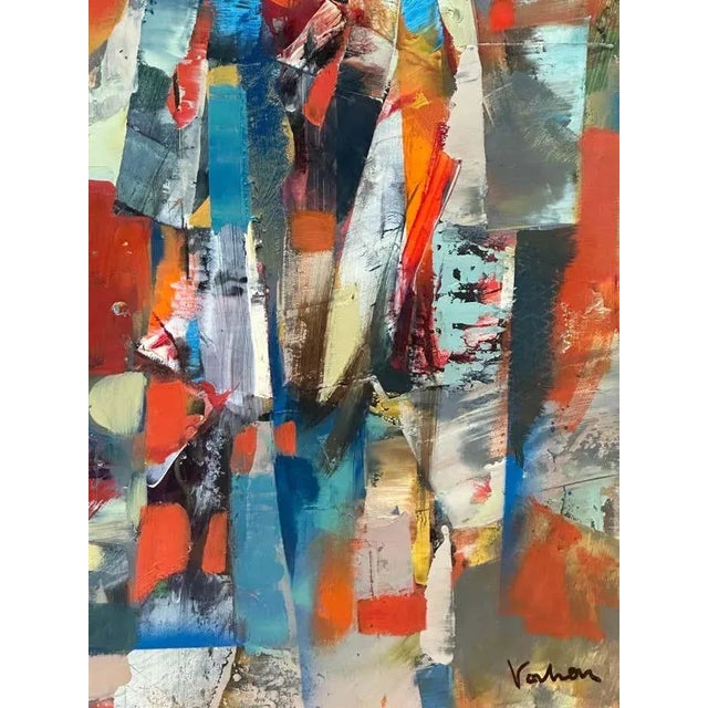 Colourful Red, Blue and Yellow Abstract Painting by Vahan Yervadyan For Sale In Los Angeles - Image 6 of 12