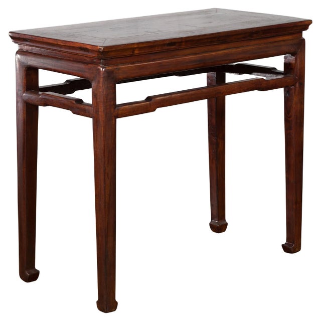 Chinese Qing Dynasty 19th Century Elm Wine Table with Humpback Stretchers For Sale - Image 13 of 13