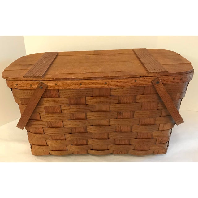 Vintage Wooden Picnic Basket Chairish