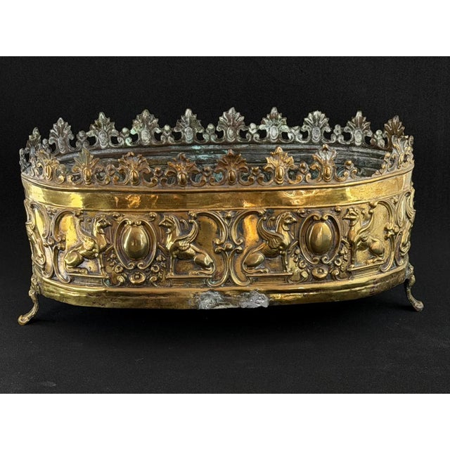 Gold French Napoléon III Chased and Gilt Brass Mantel Jardinière, 1870s For Sale - Image 8 of 10