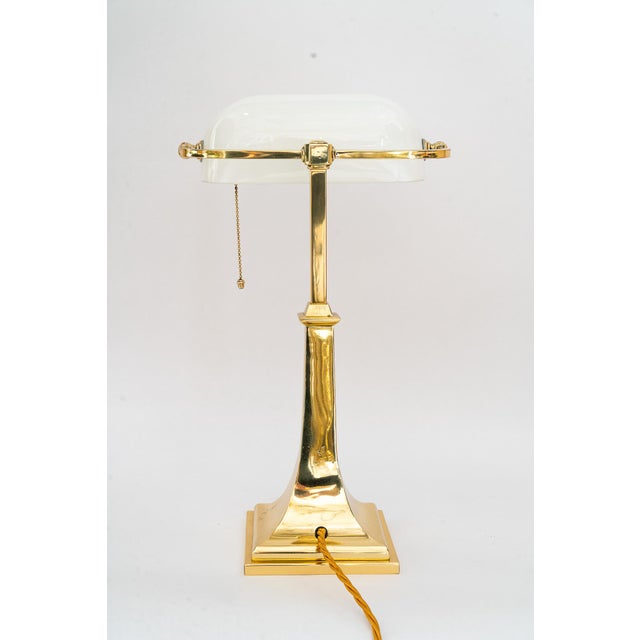Metal Art Deco Banker Lamp with Glass Shade, 1920s For Sale - Image 7 of 18