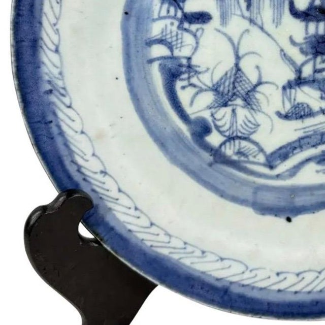 19th Century Antique 19th Century Chinese Canton Export Porcelain 10" Charger & Stand For Sale - Image 5 of 12