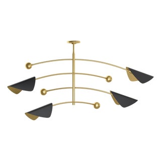 Eclipse Mobile Chandelier, Blackened Brass and Natural Brass For Sale