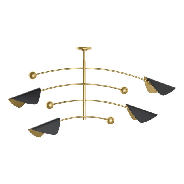 Eclipse Mobile Chandelier, Blackened Brass and Natural Brass For Sale