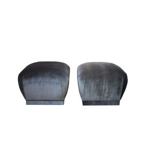 Karl Springer Style Soufflé Poufs Ottomans - Pair For Sale