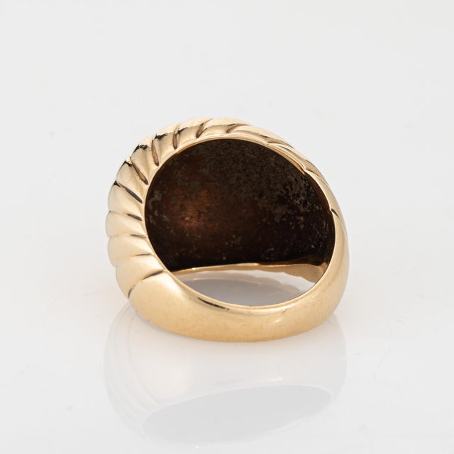 1980s 80s Vintage Ridged Dome Ring 14k Yellow Gold Estate Cocktail Fine Jewelry, Size 6 For Sale - Image 5 of 7