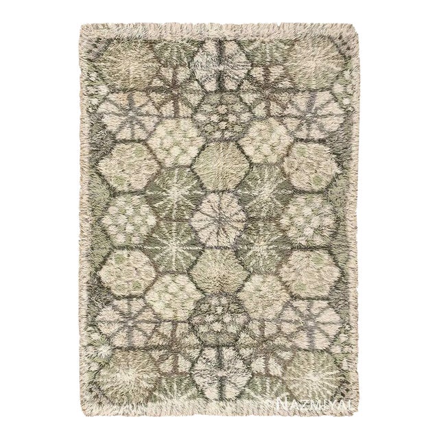 Nazmiyal Collection Geometric Mid Century Modern Scandinavian Marianne Richter Rya Shag Rug For Sale