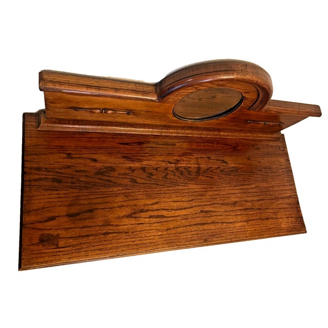 Antique Barley Twist Oak Server Cabinet Sideboard Buffet Console, Beveled Mirror For Sale - Image 11 of 17