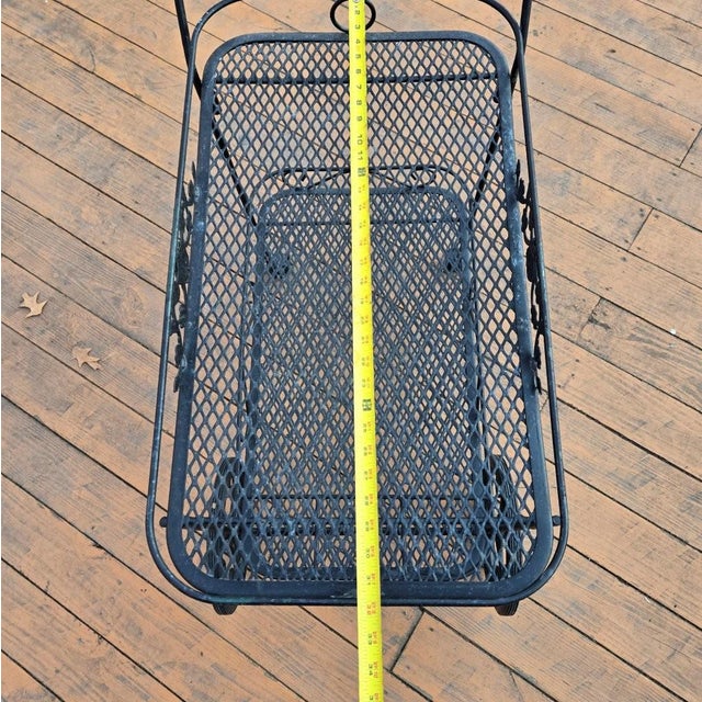 Late 20th Century Outdoor Patio Table Wrought Iron Rolling Bar Cart For Sale - Image 10 of 12