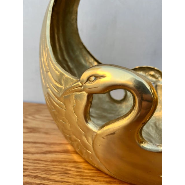 Brass Vintage Hollywood Regency Brass Egret Basket /Centerpiece. For Sale - Image 8 of 11