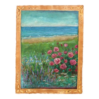 Meet Me Here - Colorful Landscape Still Life Oil Painting on Paper Original Artwork by Michaela Jean For Sale