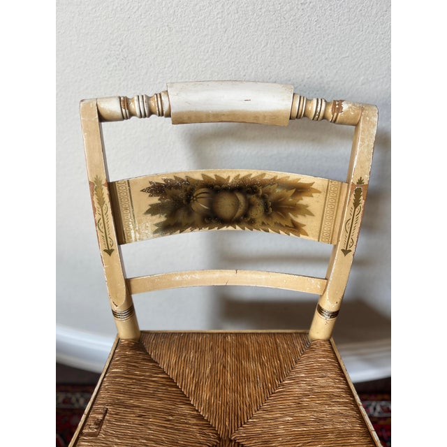 Hitchcock Vintage Lambert Hitchcock Hitchcocks-Ville Conn. Warranted Woven Rush Seat Chair, Side Chair For Sale - Image 4 of 12
