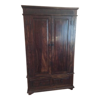 Transitional Solid Wood Entertainment Armoire For Sale