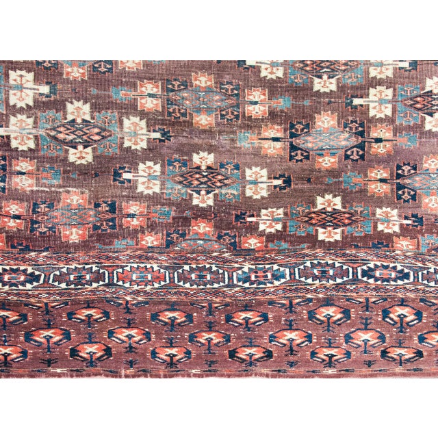 Burgundy Early 20th Century Persian Turkmen Rug For Sale - Image 8 of 14