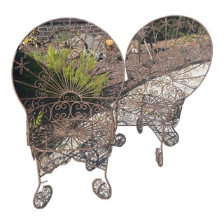 Vintage Wrought Iron Peacock Chairs Set of Two For Sale