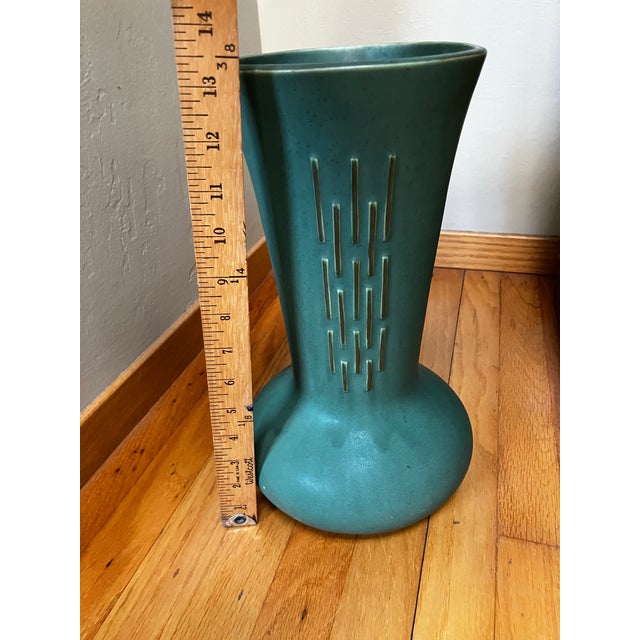 Set of Two 1920s Brush McCoy Art Pottery Pieces Large Vase and Flower Dish For Sale In Monterey, CA - Image 6 of 11