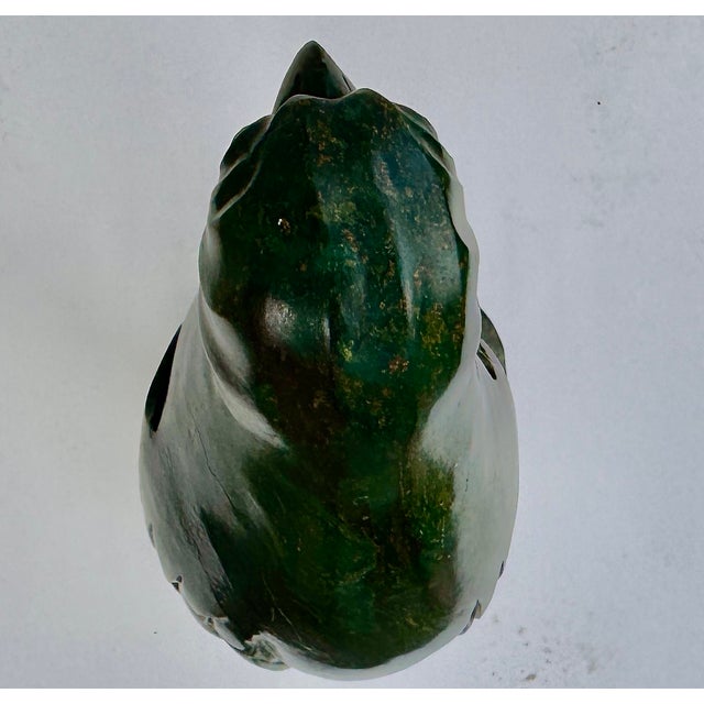 Chinese Hardstone Parrot Sculpture, Green Stone Bird Figure on Scholar Rock Base For Sale - Image 10 of 10
