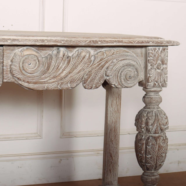 English Carved and Bleached Console Table, 1890s For Sale - Image 9 of 14