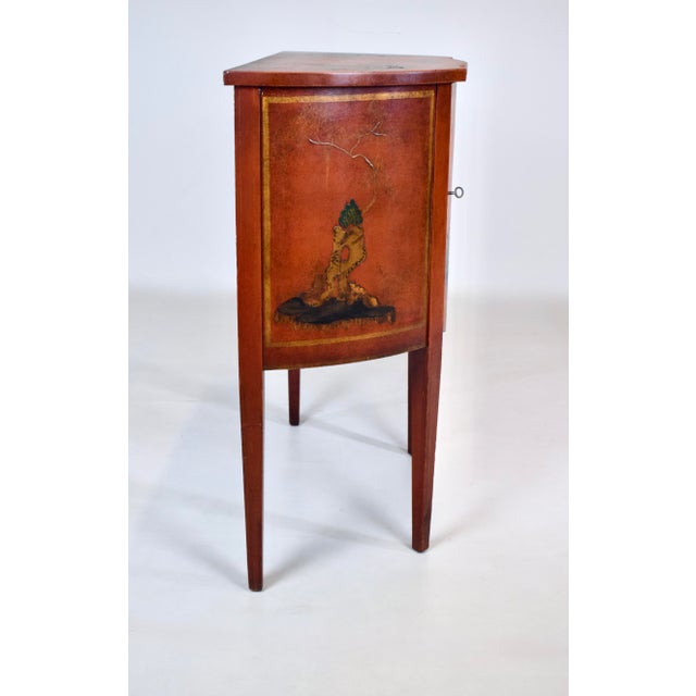 Georgian Chinoiserie Red Lacquered Demi-Lune Cabinet For Sale - Image 9 of 16