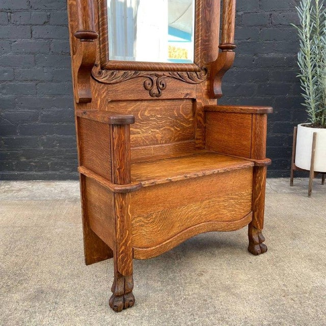 1960s Antique Oak Dressing Mirror Stand With Claw Feet Chairish