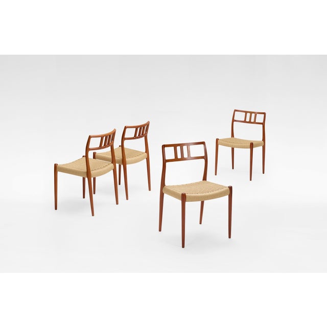 A refined classic of Danish mid-century design, this set of 4 Model 79 dining chairs designed by Niels Otto Møller and...