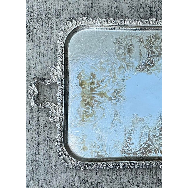 Vintage Silver Plate Tray For Sale - Image 9 of 12