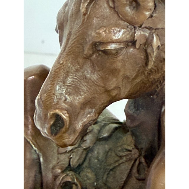 Metal Vintage Bronze Nick Bottom From Shakespeare’s “A Midsummer Night’s Dream” on Marble Pedestal For Sale - Image 7 of 12