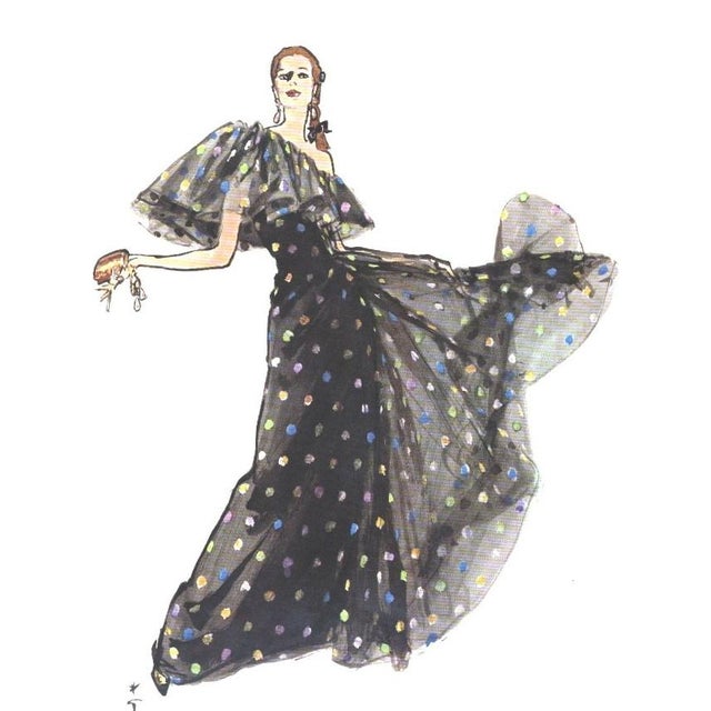 1980s 1981 Rare French Chanel Couture Fashion Design by Gruau, Matted For Sale - Image 5 of 5